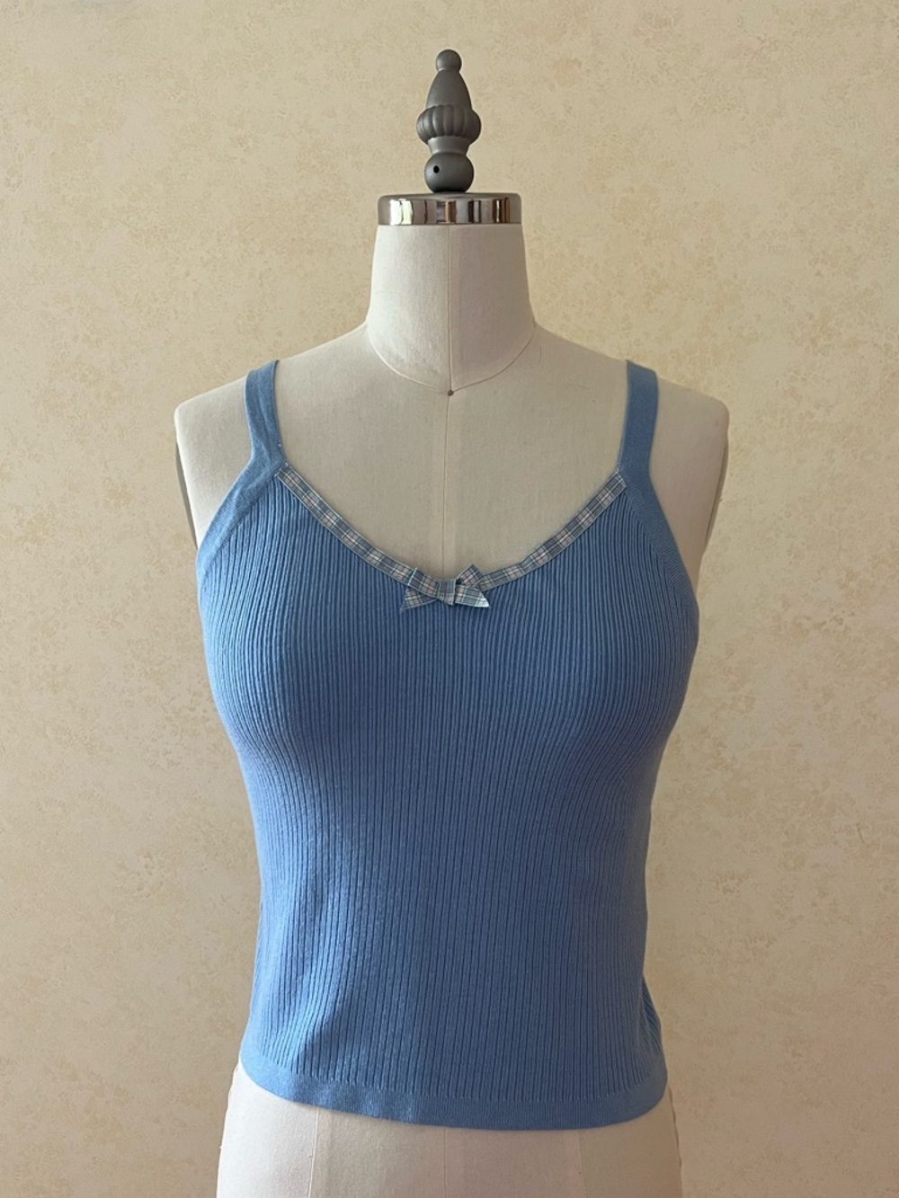 BCBGMaxazria NEW Deadstock Lounge Top Plaid Bow Tank Crop Sleep Y2K